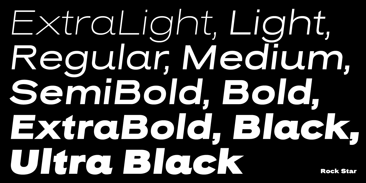 Przykład czcionki Rock Star Extra Light Italic